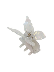 Краб-бабочка для волос белый перламутровый